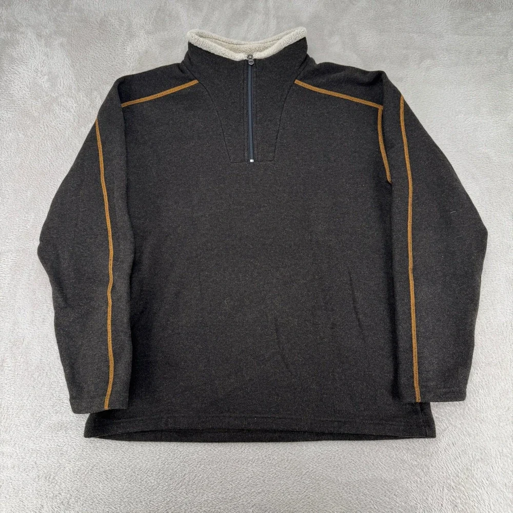 Kuhl Alfpaca Fleece Sweater Mens‎ XL Black 1/4 Zip Shearling Lined Performance